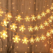 LED-Lichterkette mit Schneeflockenmotiv, 40 Lichter, für den Innenbereich