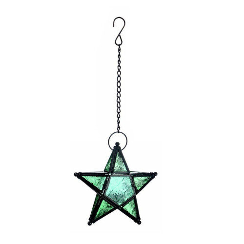 Five-Pointed Star Glass Hanging Candle Holder