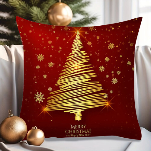Weihnachtskissenbezug, rot, Polyester, 45 x 45 cm