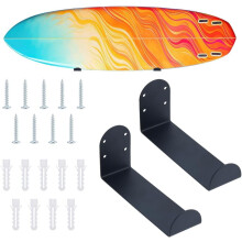 Suporte de parede para prancha de surf em aço carbono – conjunto com 2 unidades, preto.