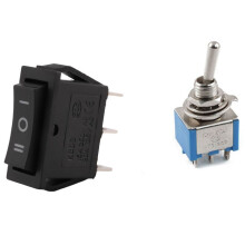 2PCS 3 Pin SPDT -OFF- 3 Position Snap Rocker with 6 Pin DPDT / 2 Position Toggle