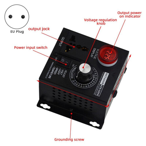 4000W Voltage Regulator Portable Speed Adjustable Voltage Regulator Compact Variable Voltage Controller EU Plug 1