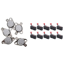 5Pcs KSD301 250V 10A Thermostat Temperature Control with 10Pcs Micro-Roller Lever Arm Open Close Limit