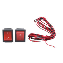 16A/250VAC 20A/125VAC Red Indicator Light Rocker 2 Pcs with 5M 22AWG Dual Core Electric Cable Wire