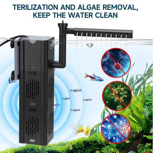 1000L/H 15W Internal Aquarium Filter Pump with Filtration 2