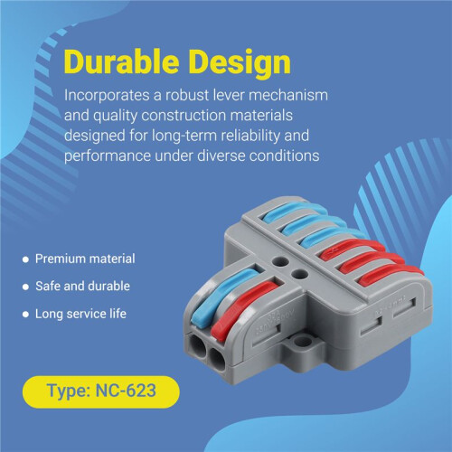 10 Pcs Terminal Connection Clamp Set, Wire Connector, Quick Compact Cable Connector NC-623 Grey 1