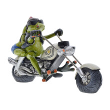 Resin Frogs Couple On Motorcycle Home Decors Sculpture