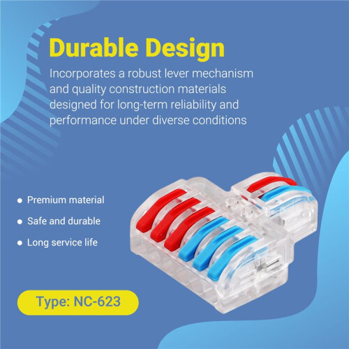 10 Pcs Terminal Connection Clamp Set, Wire Connector, Quick Compact Cable Connector NC-623 Transparent 1