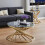 AINPECCA Coffee Table and Side Table Set Gold Living Room 1