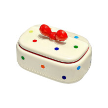 Lovely Dotted Soap Holder With Bowknot Cover Soap Case For