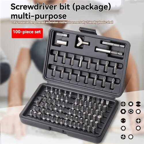 Multi Combo Kit Screwdriver Bit  Set 100 Piece Bit Box Hss Twist Drill Set Woodworking Accessorie for Power Machine 1