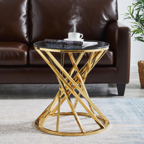 AINPECCA Coffee Table and Side Table Set Gold Living Room 2