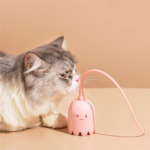 Interactive Cat Toy USB Cat Pet Silicone Automatically Rotates Mouse Tail.Kitten Teasing Stick Green 2