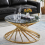 AINPECCA Coffee Table and Side Table Set Gold Living Room 2