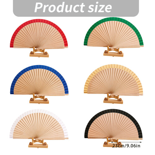Wooden Hand Fan Foldable Handheld Fan Decorative Hand-Black 1