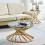 AINPECCA Coffee Table and Side Table Set Gold Living Room 9