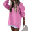 (Pink, XL) Autumn Winter Women's Spliced Side Zipper Pullover Sweatshirt 1