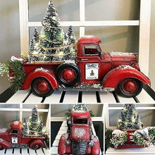 Vintage Red Christmas Truck Ornament with Lights