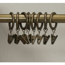 Anillas metálicas para cortinas con clips, 2.5 cm de diámetro interior, juego de 8, color oro antiguo.