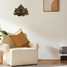Schwebendes Regal aus Holz mit Blumenmuster für Pflanzen und Sammlerstücke