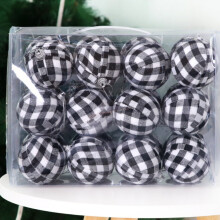 Plaid Farmhouse Christmas Ornaments Red Black 24pcs