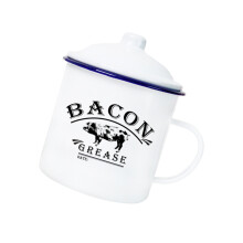 Classical White Enamel Pig Oil Jar With Double Handle-Set 2