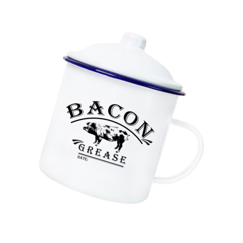 Classical White Enamel Pig Oil Jar With Double Handle-Set 2