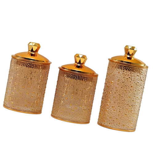 Set van 3 elegante vergulde luchtdichte opslagcontainers,-goud