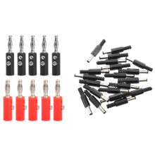 20Pcs Black 2.5mm x 5.5mm Power Male Plug Jack Adapter with 10Pcs 4mm Insulated Banana Plugs Connectors Jack
