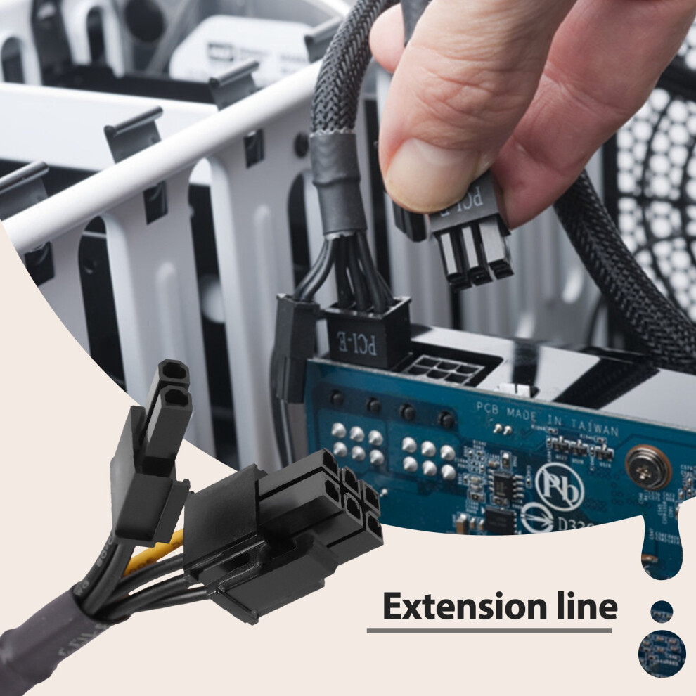 2Pcs Gpu Pcie 8 Pin Female To Dual 2X 8 Pin (6+2) Male Pci Express Power Adapter Braided Y-Splitter Extension Cable,20Cm 6034004552276