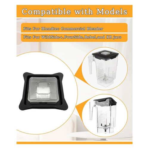 Blender Lid Replacement for Blendtec Blender,Blender Lids Top with Square Clear Plug 2