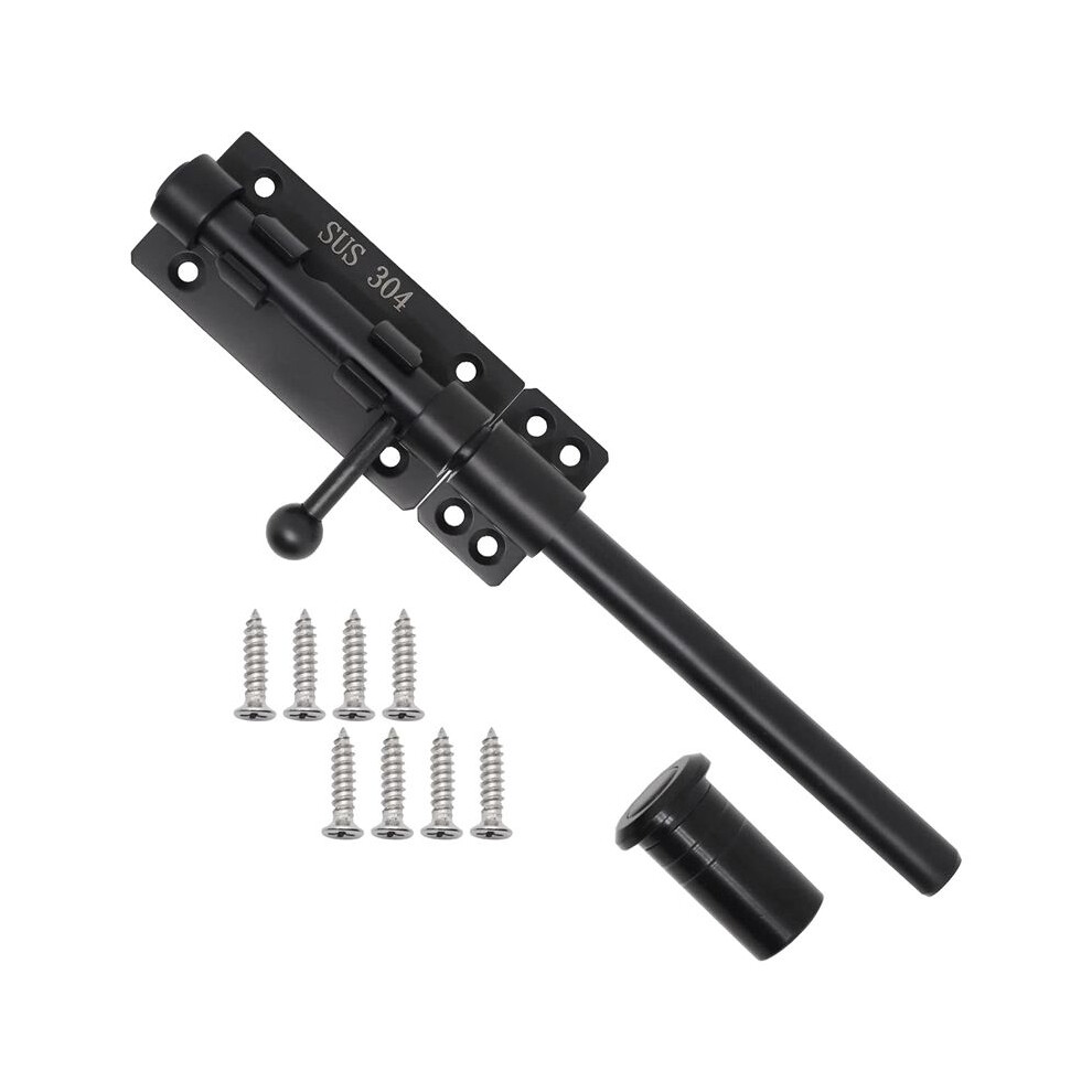 Heavy Duty Slide Bolt Gate With A Padlock, Horizontal Bolt Floor Hardware And Lockable (Black,10 Inch) 4713617350166