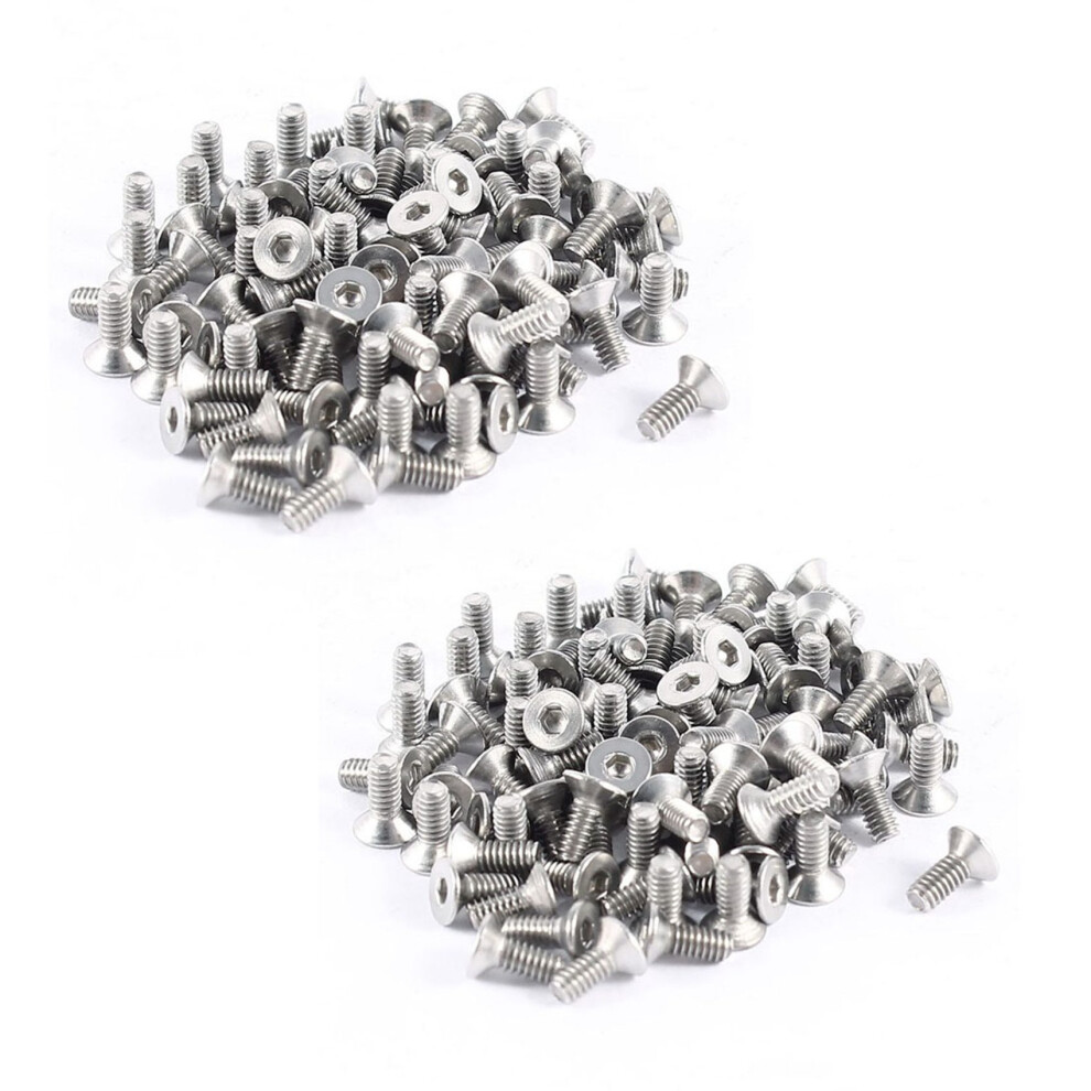 200Pcs 304Hc Stainless Steel Hex Countersunk Flat Bolts Screws M2x5mm 6033968508497