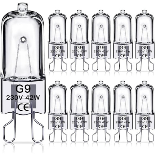 Lâmpadas Halógenas G9 de 42W, Pacote com 10, 230V