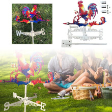 Veleta metálica con forma de gallo para valla de jardín.
