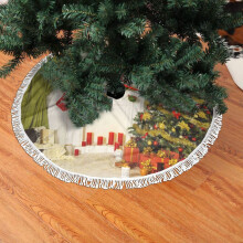 Gonna per albero di Natale in pizzo con frange, 36 pollici