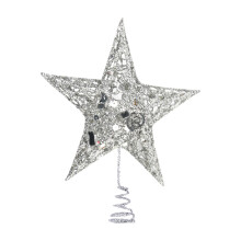 Adorno para la cima del árbol de Navidad: estrella plateada de 5 puntas