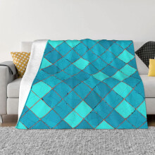 Turkoosinsininen flanellihuopa 150x125cm