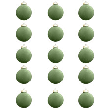 Staron green velvet Christmas ornaments 80mm 15 pcs