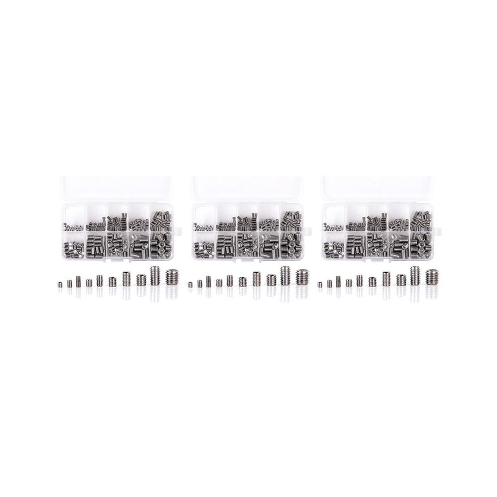 600Pcs 304 Stainless Steel Grub Screws Hex Socket Screw Assortment Kit Set M3/M4/M5/M6/M8 6033116301284
