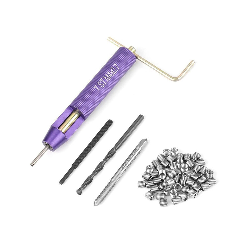 Thread Chaser Set, M4 X 2D Thread Repair Kit, Stainless Steel Metric Kit With 50 Threaded Inserts 6032079617258