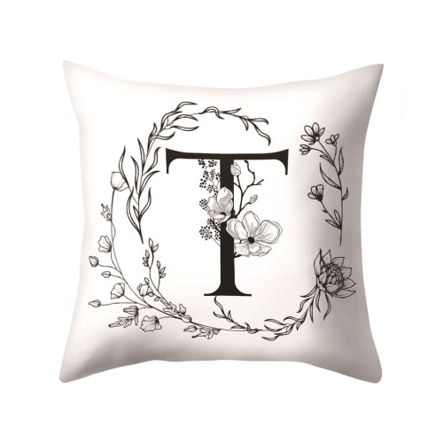 Kussensloop van polyester met letterpatroon, 45x45 cm