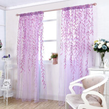 Sheer Voile Curtain Panel with Magazine Leaf Print 100x270