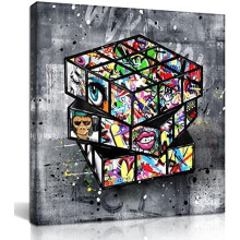 Tableau sur toile style Banksy 14x14 pouces