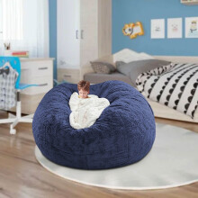 Housse géante ronde pour pouf, en velours PV doux, 180 x 90 cm