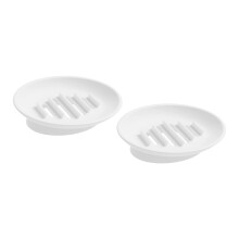 Practical Silicone Soap Dish Set of 2 Soap Stand Holder-White