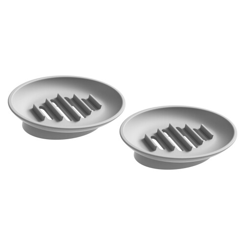 2PCS Modern Soap Dish With AntiSlip Base Water Drainage-Gray