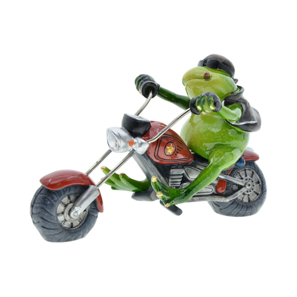 Artistic Frogs On Motorcycle Statue Resin Craft Funny Animal 7704001155648
