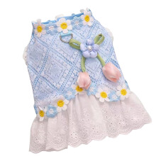 Blumen-Spitzen-Haustierkleid für Hunde und Katzen, weicher-XXL