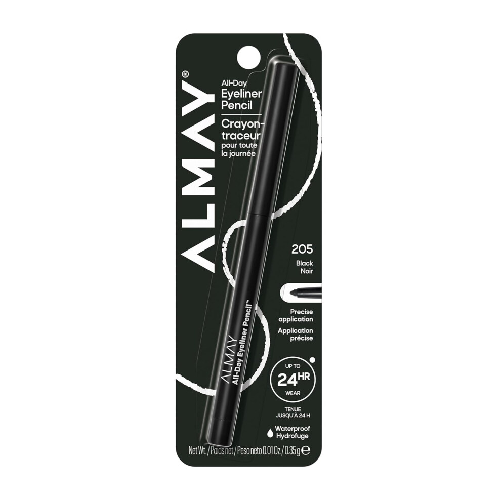 Almay Black All-Day Eyeliner Pencil, Hypoallergenic, Cruelty-Free, Oil-Free, Fragrance-Free, 205 0.01 Oz (Black)